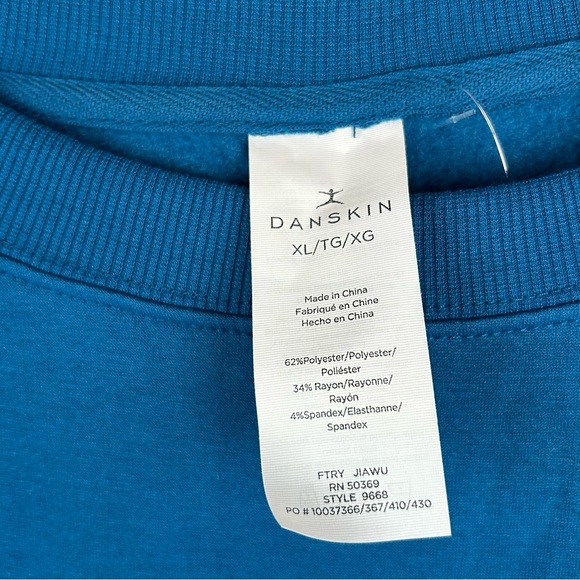 NEW - Danskin Blue Cozy Soft Comfy Crewneck Sweatshirt with Split Hem & Pockets - Picture 15 of 15